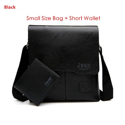 JEEP BULUO Man&#39;s Bag 2PC/Set Men Leather Messenger Shoulder Bags