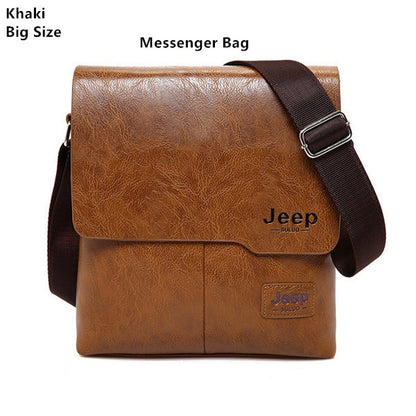 JEEP BULUO Man&#39;s Bag 2PC/Set Men Leather Messenger Shoulder Bags