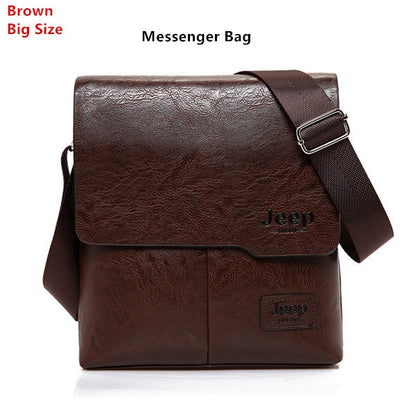 JEEP BULUO Man&#39;s Bag 2PC/Set Men Leather Messenger Shoulder Bags