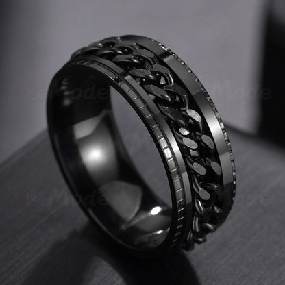 Letdiffery Cool Stainless Steel Rotatable Men Ring