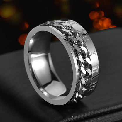 Letdiffery Cool Stainless Steel Rotatable Men Ring