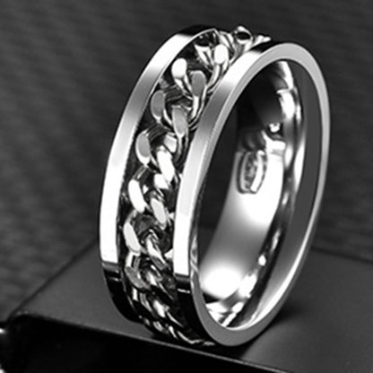 Letdiffery Cool Stainless Steel Rotatable Men Ring