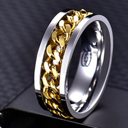 Letdiffery Cool Stainless Steel Rotatable Men Ring