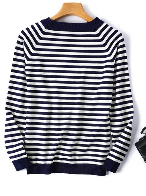 2022 Autumn Winter Long Sleeve Striped Pullover Women Sweater Knitted Sweaters