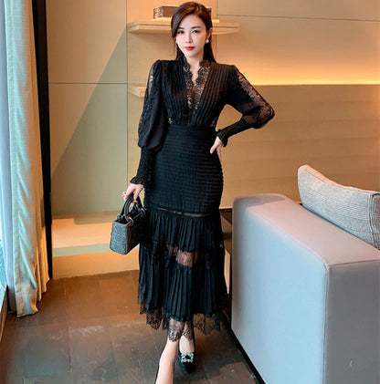 JSXDHK 2022 New Runway Designer Women Black Long Dress