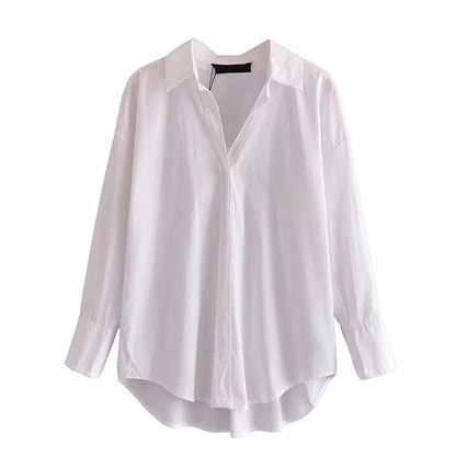 Tangada Women Basic Candy Color Shirts Long Sleeve Solid Turn Down Collar Elegant Office